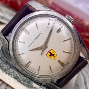 【レトロなデザイン】★送料無料★ ジラールペルゴ フェラーリ GIRARD-PERREGAUX FERRARI シルバー 手巻き ヴィンテージ アンティーク