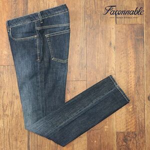 1円/Faconnable/40インチ/デニムパンツ ストレッチ伸縮 ウォッシュ 渋い こなれ感 5ポケット ジーンズ 新品/インディゴ/if303/