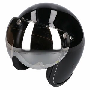 スモールジェットヘルメット シールドセット ブラック フリーサイズ 開閉式シールド Fミラーライトスモーク VT-10
