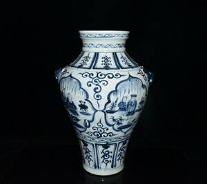 ▽鴻▽ 元 青花 四愛紋 梅瓶 古陶瓷品 置物 古賞物 中国古玩 中国古美術