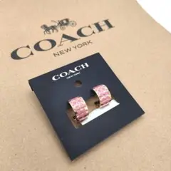 [COACH] シグネチャー ハギー ピアス C7770（ゴールド×ピンク）