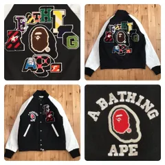 ★新品★ XL NFS限定★ 袖レザー BAPE LOGO スタジャン a bathing ape leather varsity jacket エイプ ベイプ マイロ milo NIGO