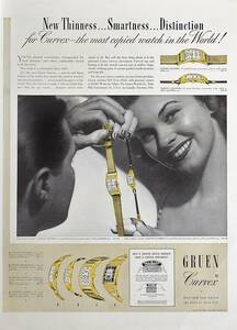 稀少！時計広告/1940年グリュエン 時計広告/Gruen Curvex Watches/Q