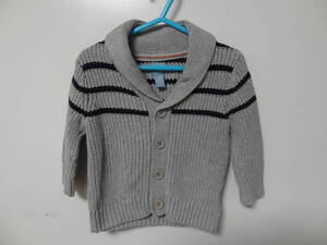 全国送料無料 ベビーギャップ baby Gap 子供服キッズベビー男の子 綿100%へちま襟ライトグレー色ニットカーディガン 70