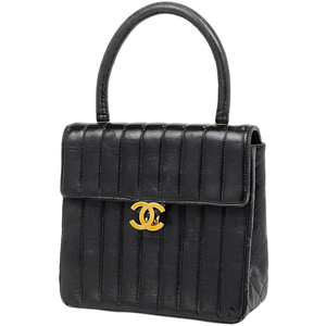 シャネル CHANEL マドモアゼル ハンドバッグ ココマーク マトラッセ ハンドバッグ レザー ブラック レディース 【中古】