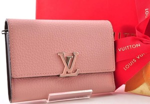 Louis Vuitton LV ルイヴィトン カプシーヌ 三つ折り財布 ウォレット レザー 革 ピンク 無地 柄なし 箱付き 正規品 6G2510264