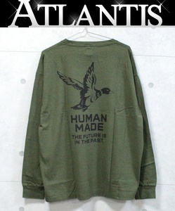 【在庫処分大セール】ヒューマンメイド HUMAN MADE ハートロゴ ロンT メンズ 長袖tシャツ トップス オリーブ size2XL 【66119】