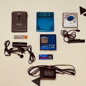 1円スタート SONY WALKMAN WM-EX1 カセットプレイヤー MD WALKMAN MZ-E505 SHARP MD ポータブルレコーダー831 ジャンク品