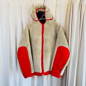 COMFY OUTDOOR GARMENT RABBIT HOODIE ラビットフーディ BEIGE×RED XL 日本製 コンフィアウトドアガーメント フリースジャケット