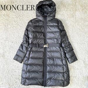 サイズ3 MONCLER ナンテス ベルト付 ダウンコート ロングコート グレー モンクレール フード フーディ ベルテッドコート ブルゾン アウター