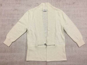 ダナキャラン DKNY Donna Karan DKNY モード ミニマル リブ切り替え コットンニット カーディガン ジャケット レディース 綿混合 M 白