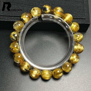 高級EU製 定価123万円★ROBEAN・太陽花タイチンルチル★黄金針水晶 金運 開運 ゴールド ブレスレット パワーストーン 10.7-11.5mm k0113362