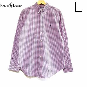 輸入古着 Ralph Lauren ラルフローレン 長袖 ボタンダウン シャツ ブロックチェック