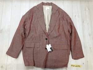 タグ付き新品！MOUSSY マウジー レディース リネン100% ヘリンボーン テーラードジャケット F 赤 春夏