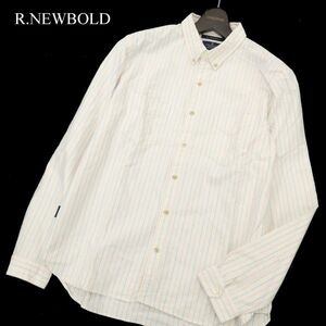 R.NEWBOLD ポールスミス 通年★ 長袖 ボタンダウン ストライプ シャツ Sz.M　メンズ 白 × 水色 × ピンク　C4T00232_1#C