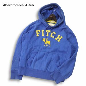 Abercrombie&Fitch アバクロンビー＆フィッチ 秋冬 裏起毛 ★ USED加工 ワッペン スウェット プル パーカー Sz.S　メンズ　I4T03089_9#H