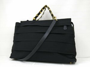 ◆超美品◆Salvatore Ferragamo フェラガモ◆ヴァラチェーン◆キャンバス カーフ レザー◆2way ハンド ショルダー バッグ◆ブラック◆A7235