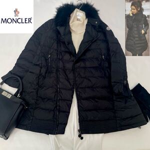 ◆大きいサイズ◆美品◆モンクレール◆MONCLER 3/L-XL 滝沢眞規子さん着用モデル☆CHAMPS ラクーンファー付2wayダウンコート ブルガリア製