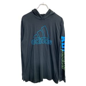 adidas フーディ ロングTシャツ XLサイズ アディダス ジュニアサイズ ブラック コットン 古着卸 アメリカ仕入 t2410-3101