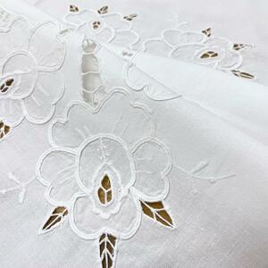 ヴィンテージ レトロ 花柄 カットワーク ドロンワーク 刺繍 テーブルクロス 白 ヨーロッパ フランス