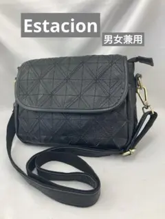 エスタシオン★本革製パッチワークのショルダーバッグ★超美品★Estation★黒