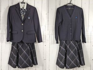 【as588】愛知県 名古屋大谷高校 女子用 学生服 制服 ブレザー+カーデガン+長袖カッターシャツ+冬服スカート+リボン◆X56