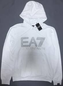 [新品] EA7 / EMPORIO ARMANI　袖口シグネチャーロゴ入り【メンズ・スウェットパーカ】◆2024年春夏モデル　サイズ：XL(52相当)　◆色：白