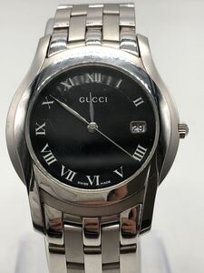 《1018》 ★1円スタート★ GUCCI 5500M グッチ ブラック文字盤 デイト ブランド 腕時計 高級 動作未確認