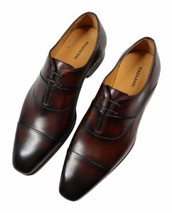 シャープで端正なルックスのモダンドレス靴！【 MAGNANNI / マグナーニ (西 】美しいロングノーズのアンティーク濃茶 ストレートチップ 40