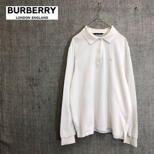 1O2853-F-N◆ BURBERRY GOLF バーバリー 長袖ポロシャツ カットソー トップス ◆ sizeL コットン ホワイト 古着 レディース 秋冬