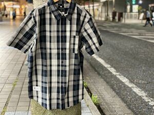 XL 【新品】 LRG エルアールジー USA正規品 チェック柄 グレー Grey モノトーン 半袖 ボタンシャツ 綿100% ストリート オーバーサイズ