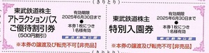 東武鉄道　株主優待券　東武動物公園　入園券＋アトラクションパス割引券　1set（単位）~9組迄　2025年6月末迄有効