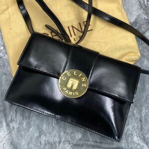 【幻級/未使用級】CELINE セリーヌ 凱旋門 金具 2way ショルダーバッグ フォーマル セカンドバッグ サコッシュ レザー ブラック