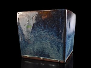 【雲】某収集家買取品 中国古玩 唐物 海鼠釉火鉢 瓶掛 30.5×31×28.5cm 古美術品(旧家蔵出)AY3431 LTdju31