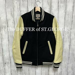 美品！The DUFFER of ST.GEORGE袖革スタジャン！黒×クリーム