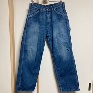 【美品】Lee LM7288 DENIM PAINTER PANTS リー デニムペインターパンツ ヴィンテージ加工 インディゴ Lサイズ 日本製