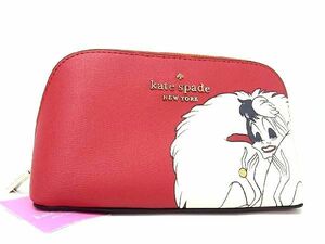 ■新品■未使用■ kate spade ケイトスペード K8243 ディズニーコラボ 101匹わんちゃん クルエラ レザー 化粧ポーチ レッド系 BC1162WZ