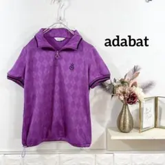 adabat★　アダバット　トップス　ゴルフウェア　半袖　パープル　チェック柄