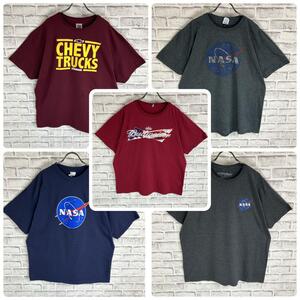 【まとめ売り】NASA他 企業 Tシャツ 半袖 輸入品 XL・2XL 5点セット 断捨離 海外輸入 お得買い お買い得 US古着 ハンドメイド生地