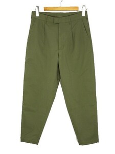 フレッドペリー FRED PERRY Cropped Trouser クロップド トラウザー タックパンツ 30 グリーン テーパード ボトムス