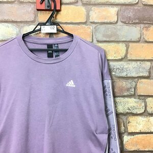 ME1-302★国内未発売★良柄★紫【adidas アディダス】袖ロゴ ショート丈 クルーネック スウェットシャツ【レディース XS】トレーナー 古着