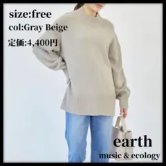 【新品未使用】earth バックスリットハイネックニットプルオーバー