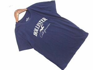 Hollister ホリスター ロゴ 刺繍 半袖 Tシャツ sizeS/紺 ■◆ ☆ eec0 レディース