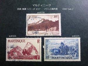 マルティニーク 民族・風景s 仏海外県 1947 sc#221,225~6