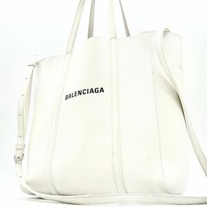 近代モデル美品 BALENCIAGA バレンシアガ 2way エブリデイ XS トート ハンドバッグ ショルダー ショッピング 斜め掛け レザー ホワイト 白