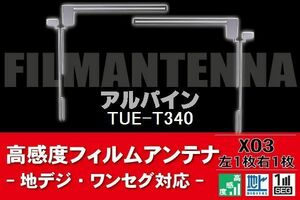 地デジ ワンセグ フルセグ L字型 フィルムアンテナ 右1枚 左1枚 アルパイン ALPINE 用 TUE-T340 対応 フロントガラス 高感度 車