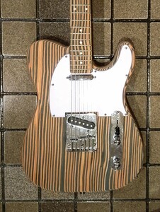 1円スタート ゼブラウッドギター　天然木　高い注目度でコンサート映え間違い無し　エレキギター Telecaster　テレキヤスター