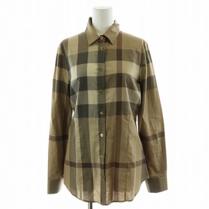 バーバリー BURBERRY シャツ ブラウス 長袖 チェック柄 コットン ITA38 XS 茶 ブラウン /AN22 レディース