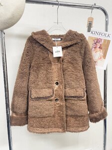 最高峰ヨーロッパ製※定価10万◆ブルガリア発※RISELIN 毛皮コート 豪華ミンク/カシミヤ混 ソフト 快適 防寒 毛足 キレイめ トレンド M/46