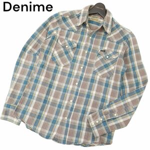 Denime 旧ドゥニーム 通年 長袖 胸ロゴ ウエスタン チェック シャツ Sz.13　メンズ 日本製　C4T03975_4#C
